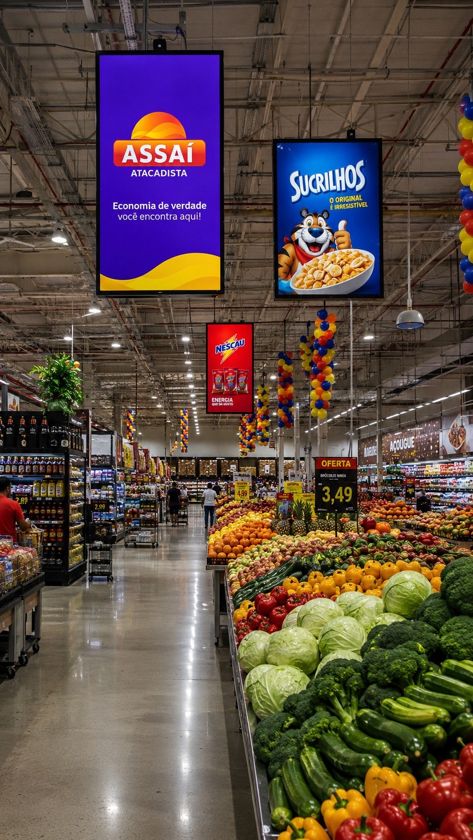 Tela digital em supermercado